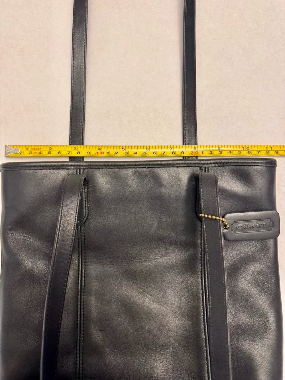 Coach Vintage 9077 Classic Lunch Tote Bag Black Leather Shoulder Bag